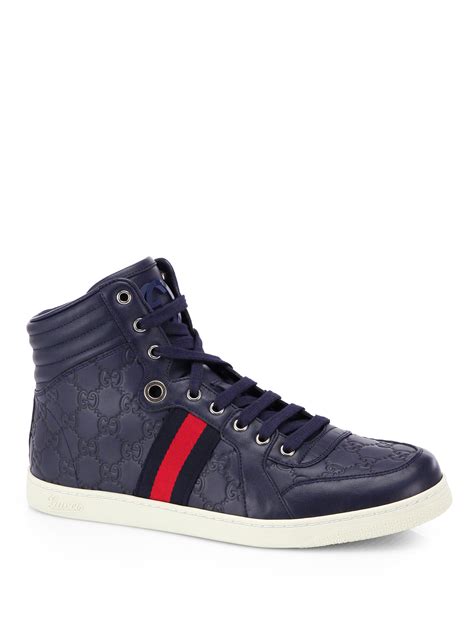 gucci hi top sneakers blue|Gucci high top men's sneakers.